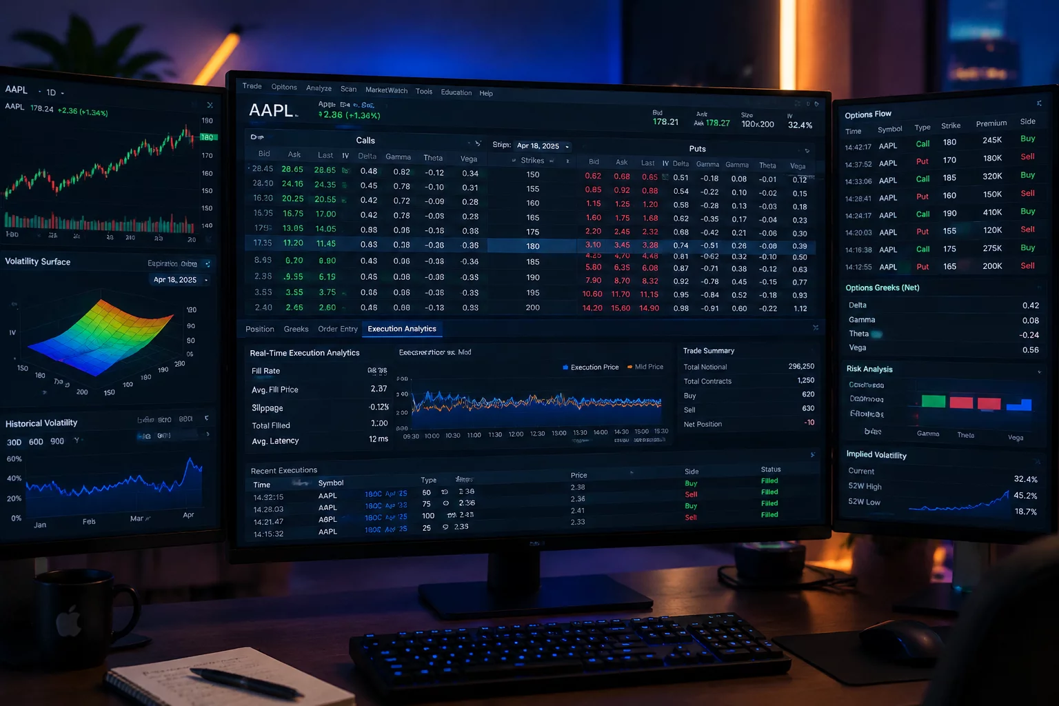 Derivative spread metrics and complex order book simulation