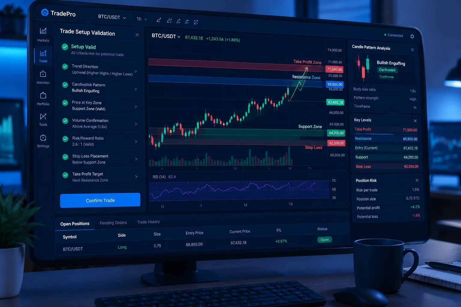 Algorithmic trade checklist and setup verification parameters